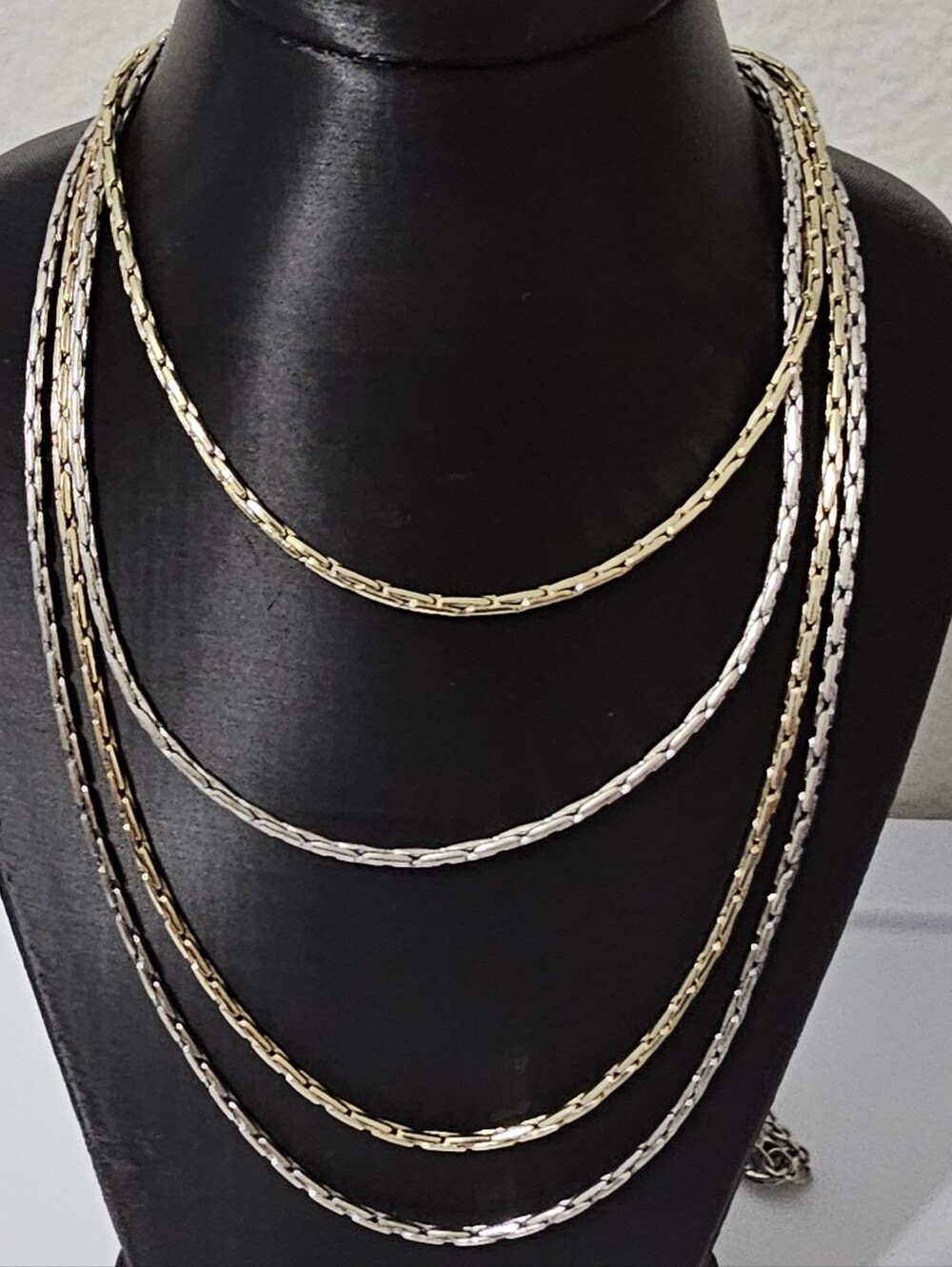 Chico's Mixed Metal Multi-Strand Layered Chain Necklace Gold Silver Bronze VTG